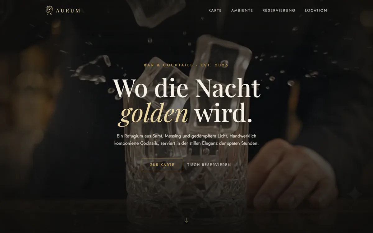 Startseite der Design-Studie Aurum